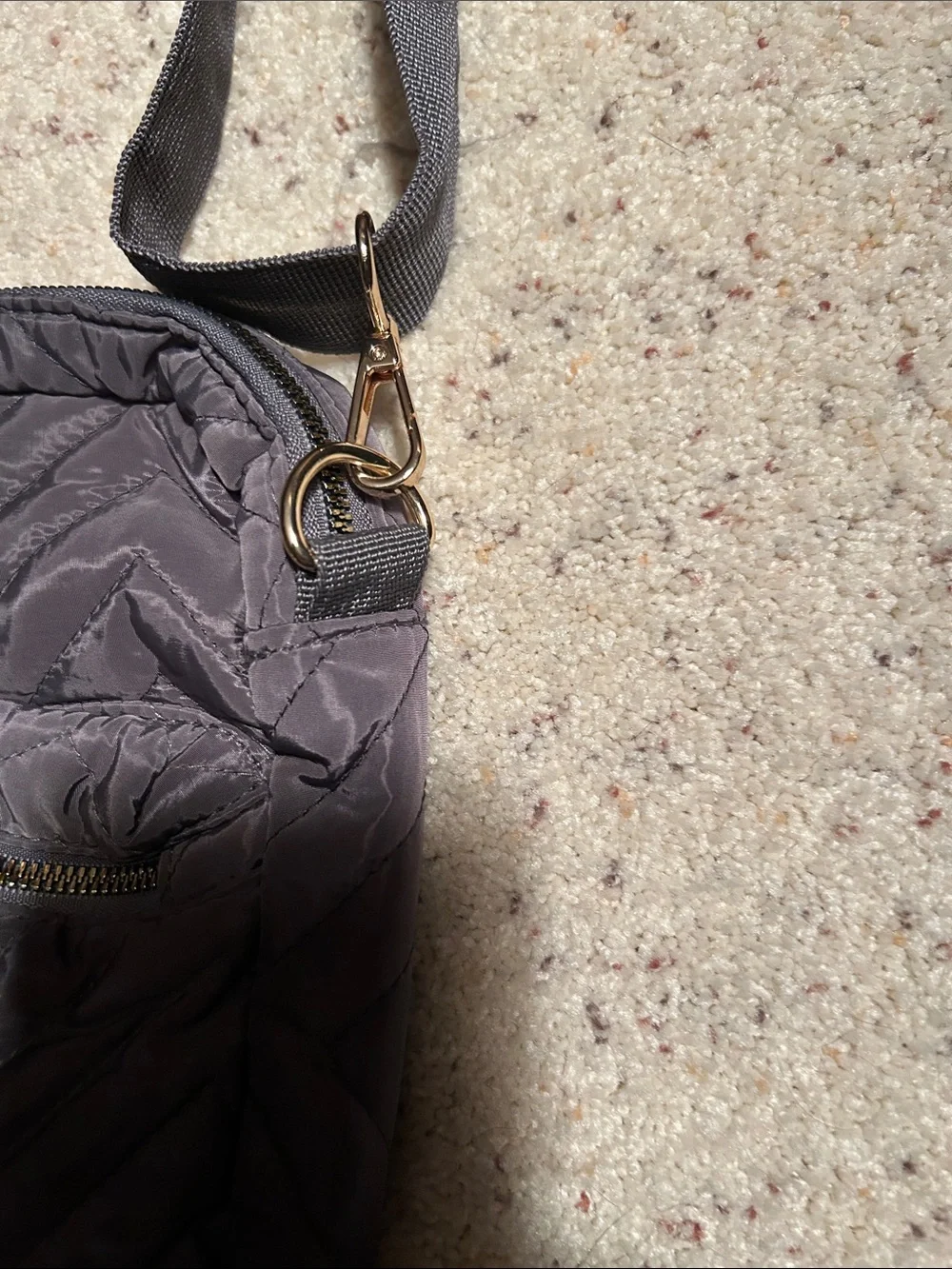Gray Kedzie Quilted Crossbody Bag with Adjustable Strap